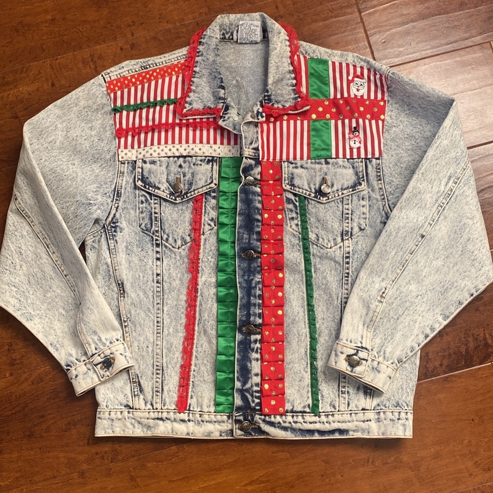 Vintage “Ugly” Christmas Denim Jacket